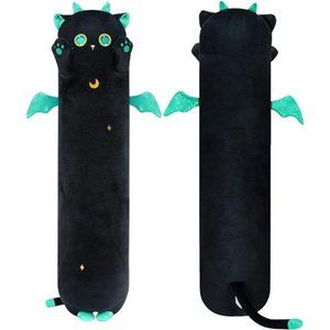 Long CatPlush Kawaii Body Pillow,36”Cute Black Cat Stuffed Animals Soft Plushies